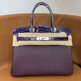 Replica Hermes Touch Birkin 25 Niloticus Crocodile & Calfskin Leather Bag