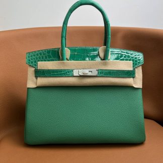 Replica Hermes Touch Birkin 25 Niloticus Crocodile & Calfskin Leather Bag