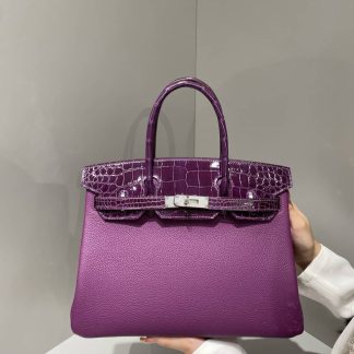 Replica Hermes Touch Birkin 25 Niloticus Crocodile & Calfskin Leather Bag