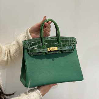 Replica Hermes Touch Birkin 25 Niloticus Crocodile & Calfskin Leather Bag