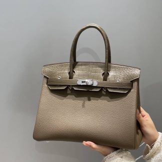 Replica Hermes Touch Birkin 25 Niloticus Crocodile & Calfskin Leather Bag