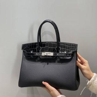 Replica Hermes Touch Birkin 25 Niloticus Crocodile & Calfskin Leather Bag