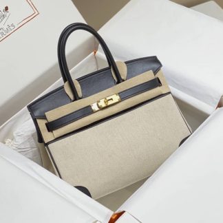 Replica Hermes Birkin 30 Canvas Swift Leather Bag