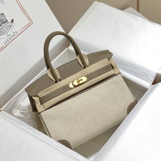 Replica Hermes Birkin 30 Canvas Swift Leather Bag