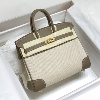 Replica Hermes Birkin 25 Canvas Swift Leather Bag