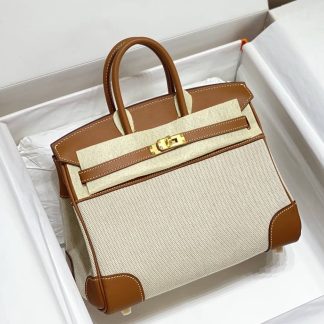 Replica Hermes Birkin 25 Canvas Swift Leather Bag