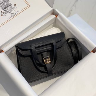 Replica Hermes Halzan Mini 22 Clemence Leather Bag