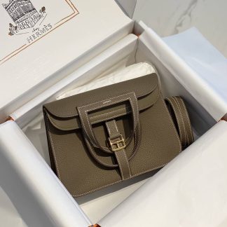 Replica Hermes Halzan Mini 22 Clemence Leather Bag