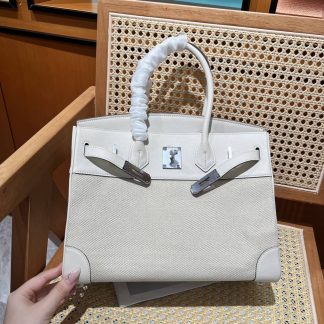 Replica Hermes Birkin 30 Swift Leather Toile H Canvas Bag