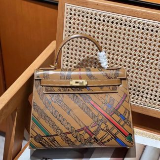 Replica Hermes Kelly 28 Custom Painted Vintage Bag