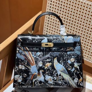 Replica Hermes Kelly 28 Custom Painted Vintage Bag