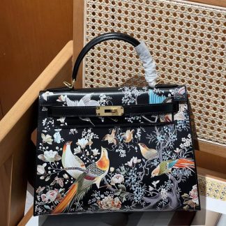 Replica Hermes Kelly 28 Custom Painted Vintage Bag