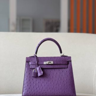 Replica Hermes Kelly 25 Ostrich Leather Bag