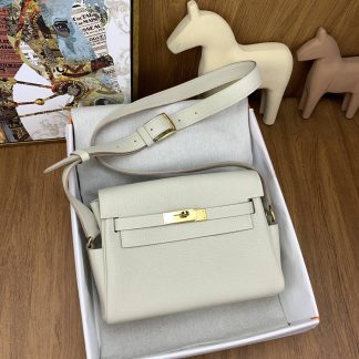 Replica Hermes Kelly Clemence Leather Messenger Bag