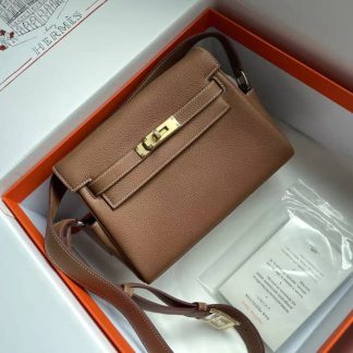 Replica Hermes Kelly Clemence Leather Messenger Bag