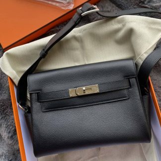 Replica Hermes Kelly Clemence Leather Messenger Bag