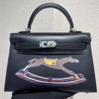 Replica Hermes Mini Kelly Custom Painted Vintage Bag